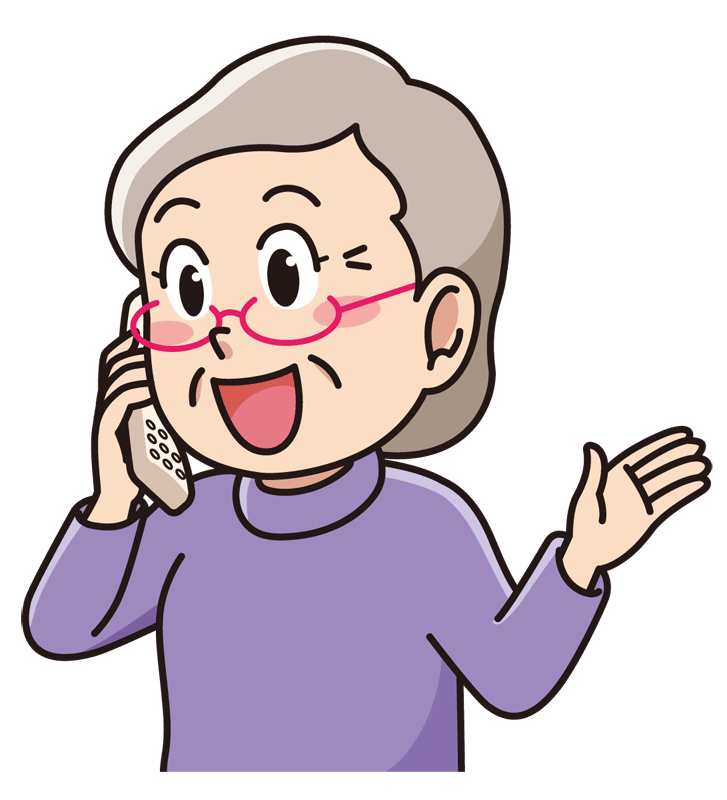 電話をする笑顔の高齢女性 無料イラスト素材 イラスト素材図鑑