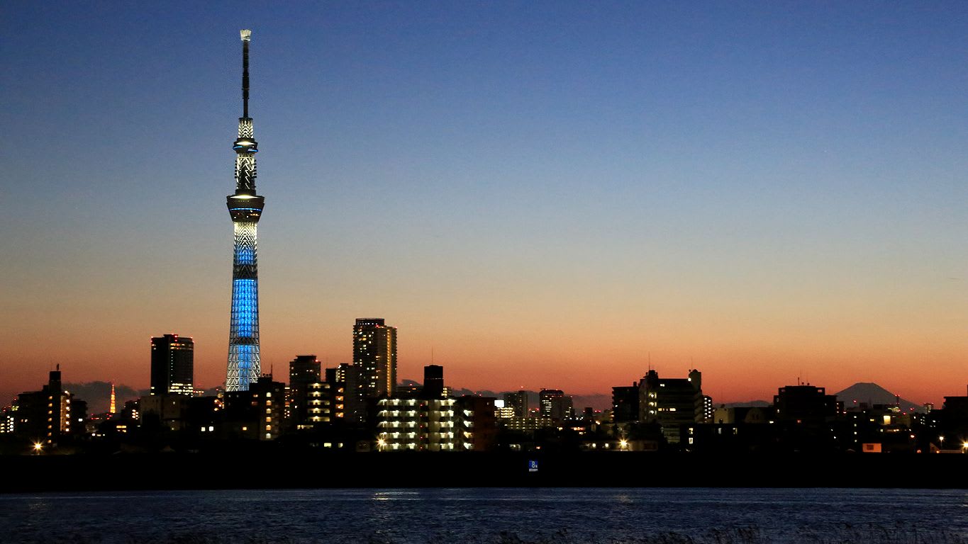 東京タワー スカイツリー 富士山のコラボ 夕景 きじとら の 散歩写真