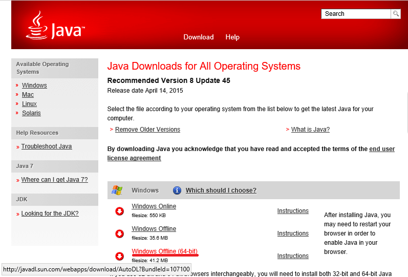 Old version of java 7 update 45 - posterslalapa