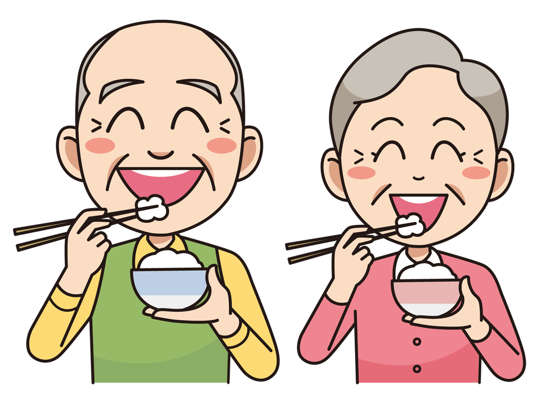 ご飯を食べる高齢夫婦 無料イラスト素材 イラスト素材図鑑