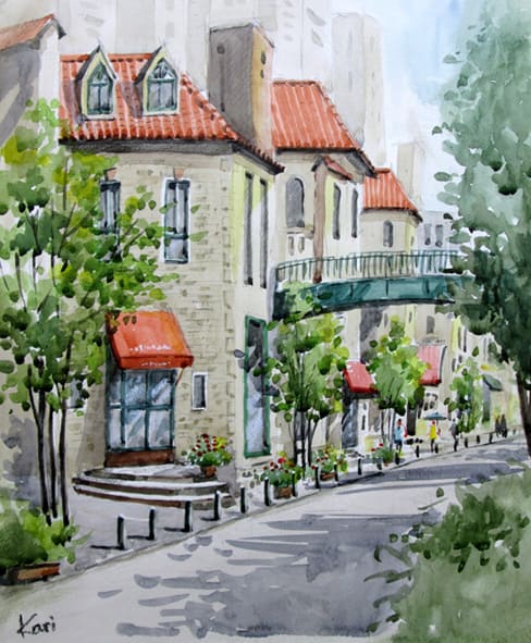 タカラヅカ 花の道 おしゃれな街に浸る 減塩親父の絵手紙日記