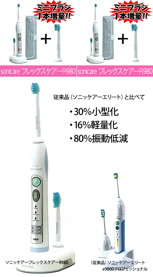 【期間限定!大幅値下げ】【ミニブラシ1本増量】【送料無料】ソニッケアーフレックスケアーR980