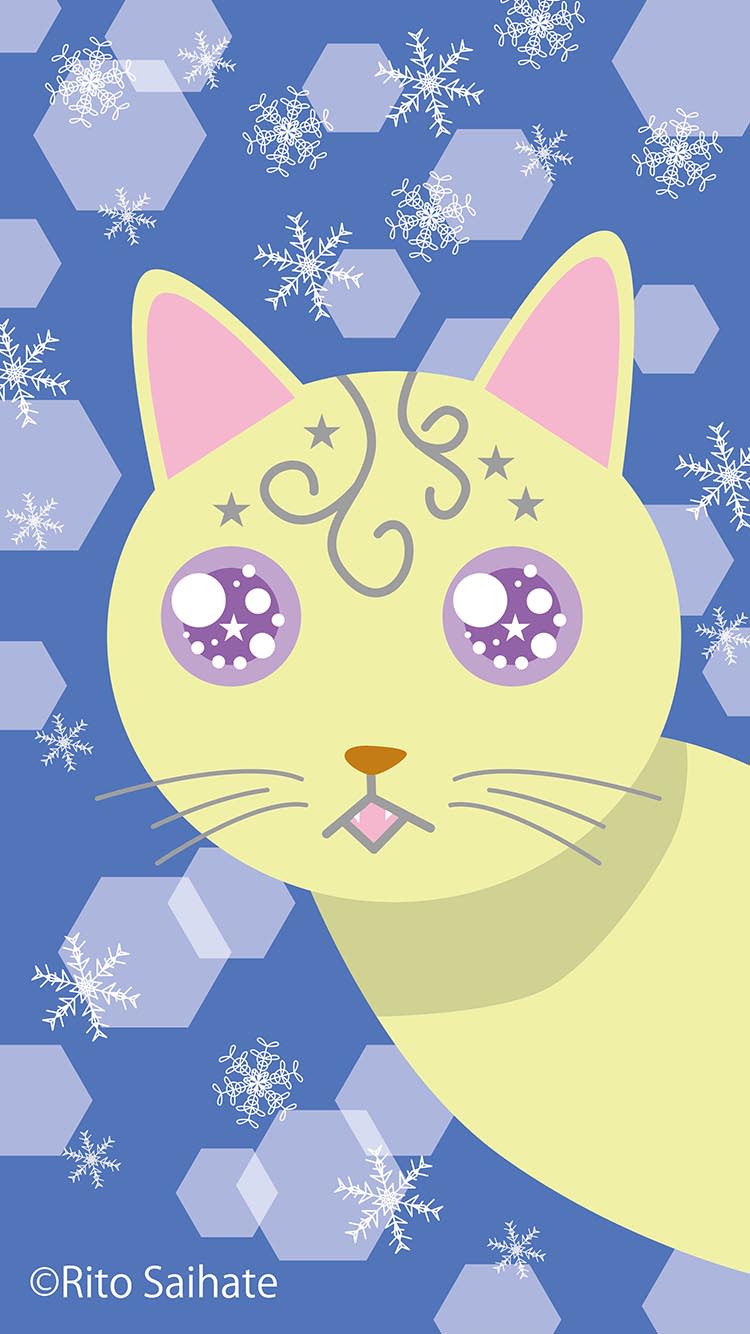 17年1月29日作品 猫 冬 雪 Iphone用待ち受け画像 待受画像 さいはてりとのギャラリー