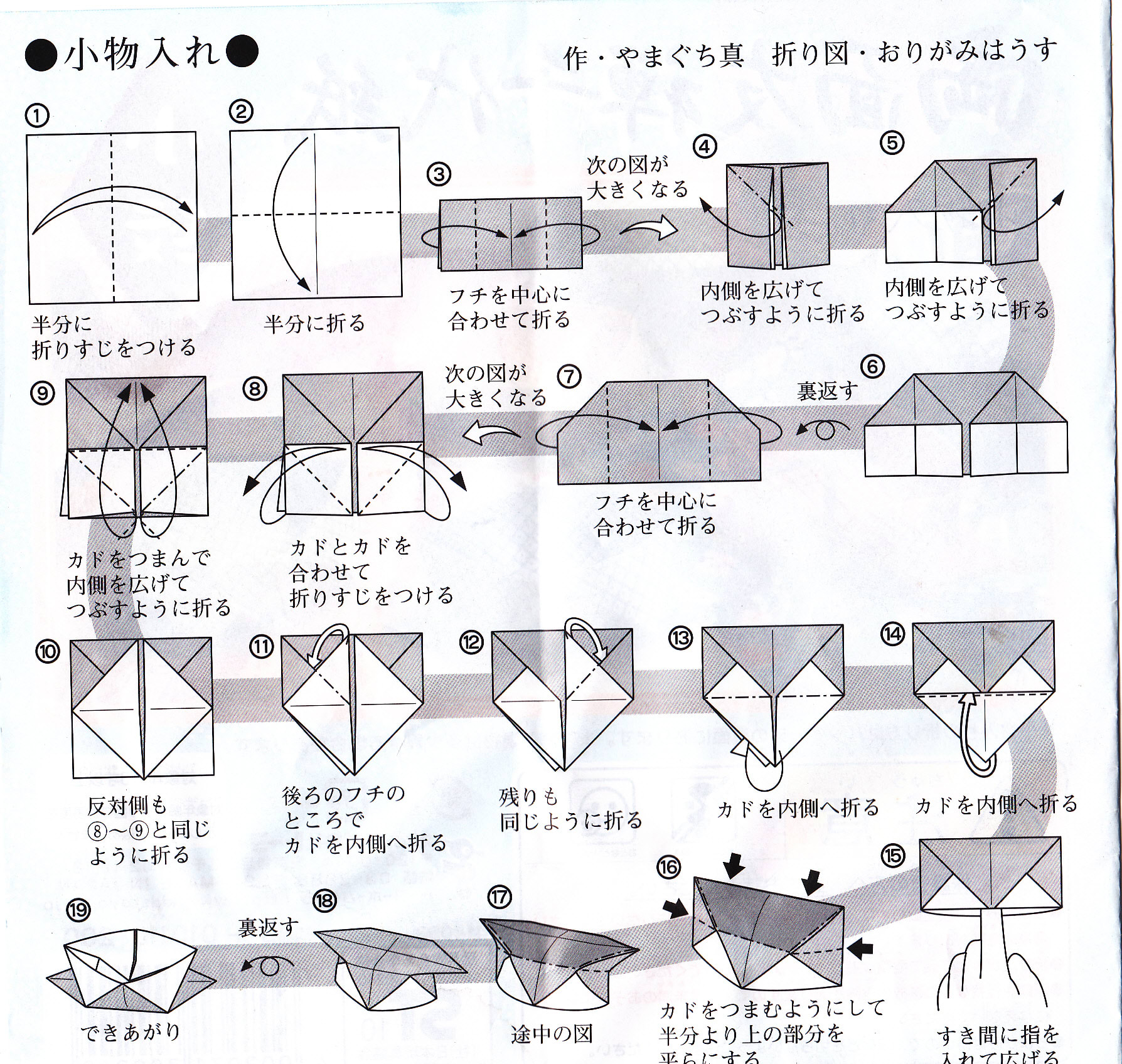 トーヨー 両面友禅千代紙で折る 小物入れ の折り方 絵と文章を考える カトー折り ペーバークラフトで広げるエコ