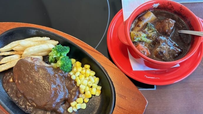 1734 万世本店でハンバーグ&ビーフシチュー