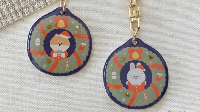クリスマスリースキーホルダー