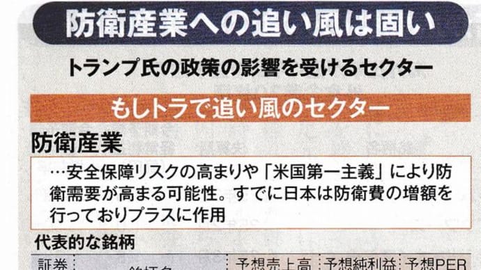 『もしトラと防衛産業・メガバンク』『円高と海外売上比率』