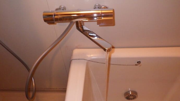 浴室のシャワー水栓を交換している時の一コマ
