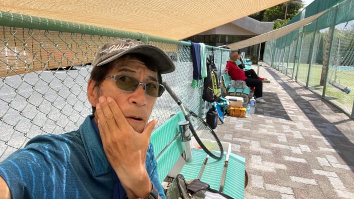 それにしても、暑い! 水分、塩分補給! 有志で、サンシェイド
