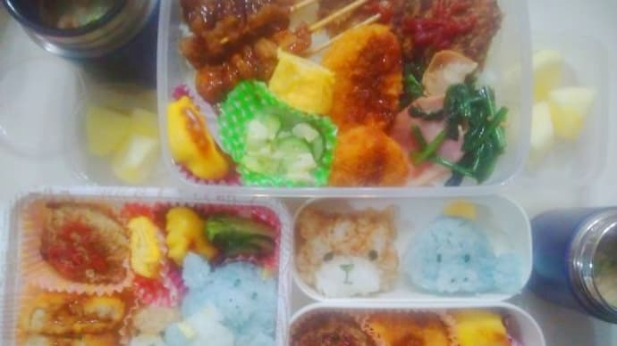 長男、次男、三女お弁当(ぬいぐるみお弁当)11/26