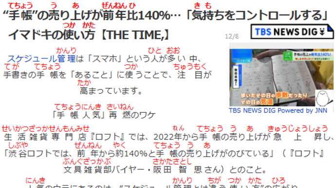 今どきの「手帳」の使い方・・フリガナ付き記事228