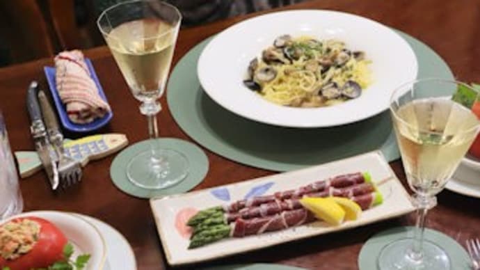 鬼蜆のパスタ＆鴨の生ハム