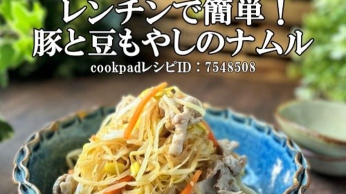 レンチンで簡単!豚と豆もやしのナムル