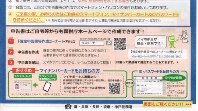 令和5年度（2023年）神戸市における確定申告、申告書作成会場とPC・スマホでの申告書作成