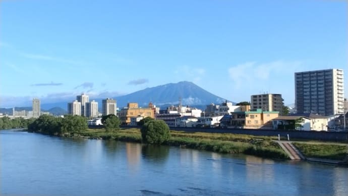 今朝の岩手山(明治橋→南大橋→簗川)