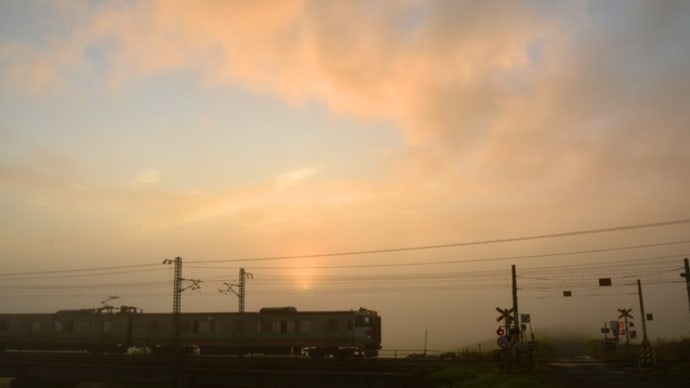 2021/9/10(金)曇り、今朝の夕張川は白い朝靄に包まれ☆