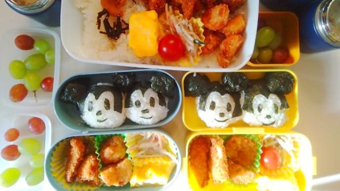 長男、次男、三女お弁当(ミッキーお弁当)2/28