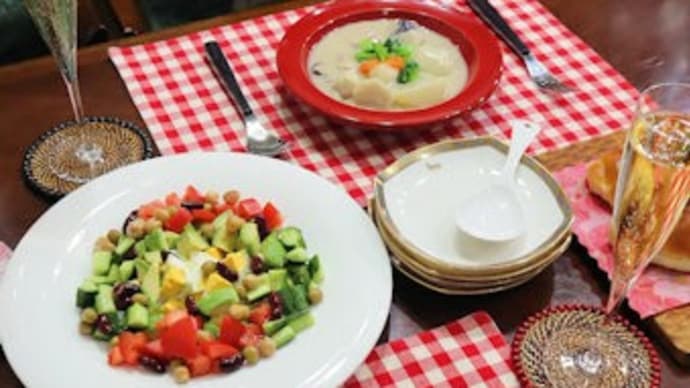 秋野菜のシチュー&コブサラダ
