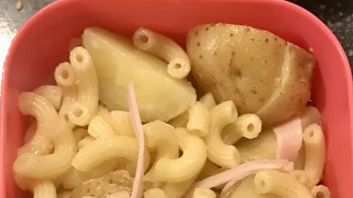 マカロニサラダ、たまご丼、蕪の浅漬け〈英訳付〉