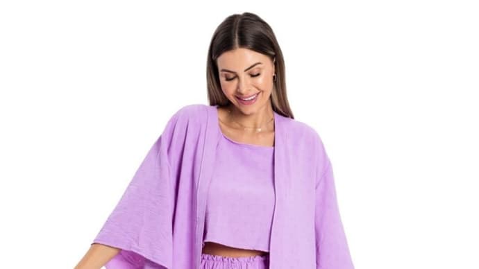 Rovitex Purple Polka Dot Air Flow Kimono