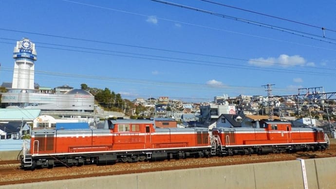 網干訓練・DD51重単と明石の塔時計(2022.12.30)