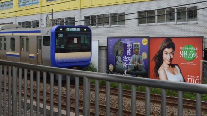 今度はE235系1000番台と広告看板コラボ 【鶴見駅:横須賀線】 2021.7.9