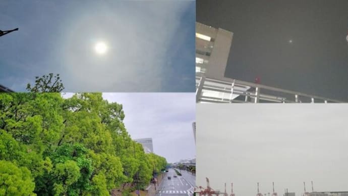2025年5月2日 昨日,今朝の風景 日の暈→曇→雨