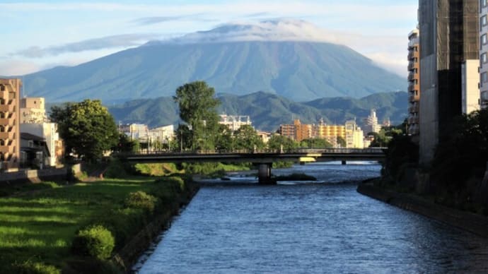 今朝の岩手山(旭橋→夕顔瀬橋→明治橋→南大橋)