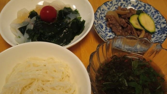 夕食は そうめん