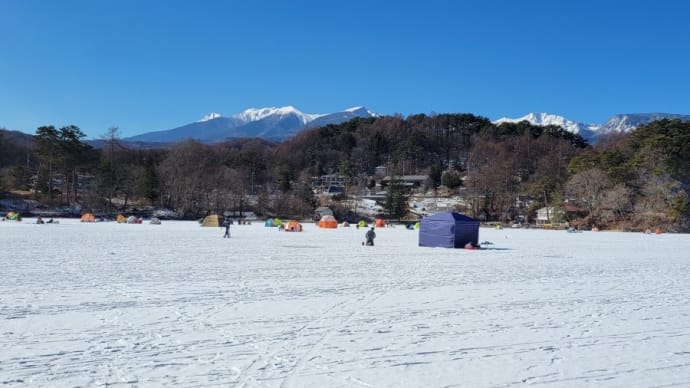 松原湖の氷上ワカサギ釣り(4回目)・・・宮本屋のワカサギ釣り大会