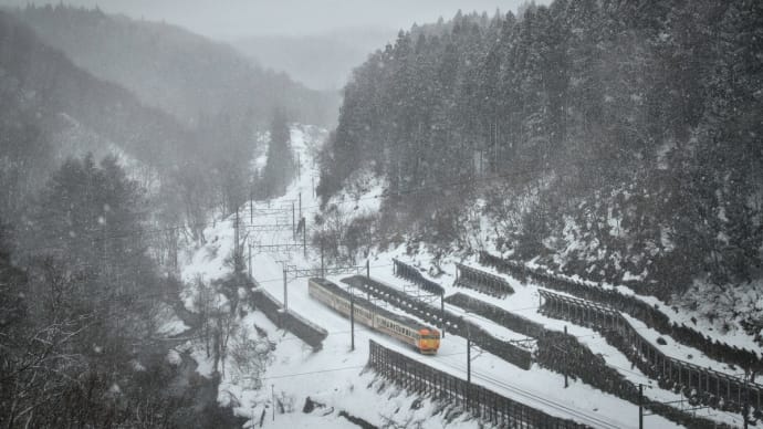 吹雪の県境を台鉄色が行く・・・(しなの鉄道北しなの線) ☆1月16日撮影
