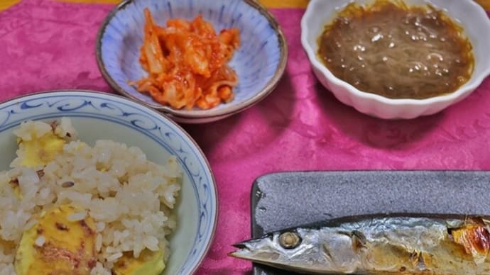 秋の味覚と言えば!・・・栗ご飯 秋刀魚