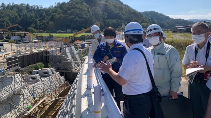 戸沢村蔵岡地区の輪中堤視察