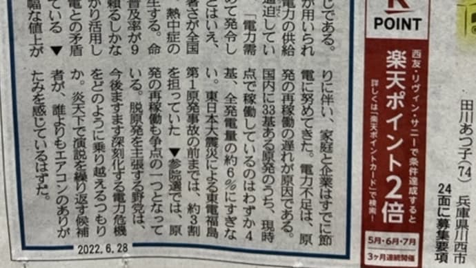 電力不足は、原発の再稼働の遅れが原因である。