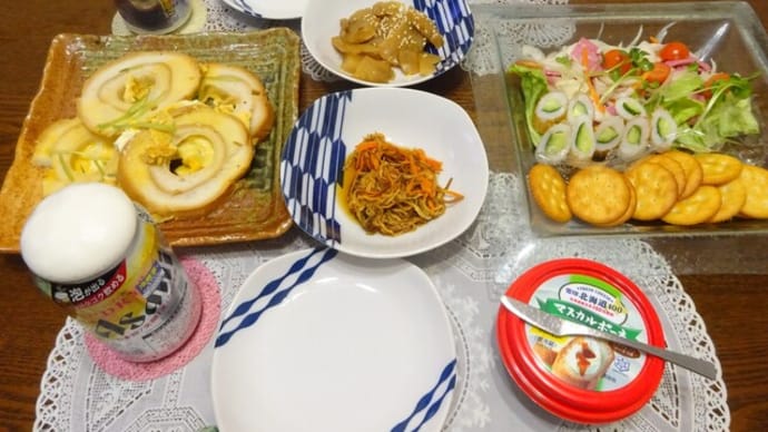 生ジョッキ缶で車麩の玉子とじ&お初の搾菜炒め、13月な私♪
