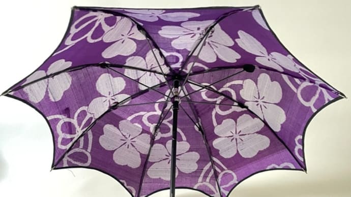 「江戸紫色の花模様の日傘」