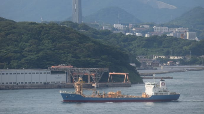 セメント運搬船 蔵王丸 海峡を航行