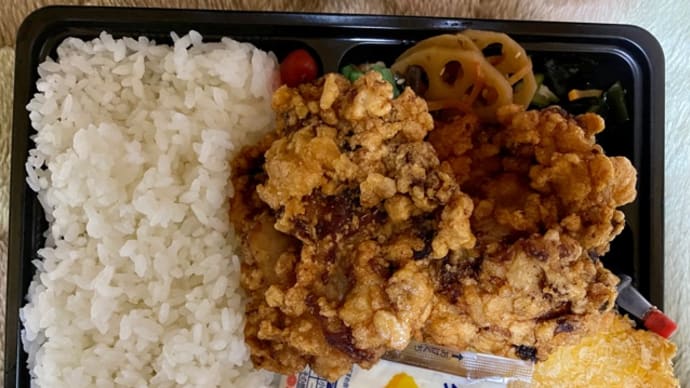 こいで弁当屋さんで♪唐揚げ弁当お買い物(pq･v･)+°