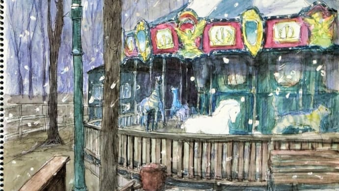 秋の「公募展」向けの「雪が降る」のエスキースです