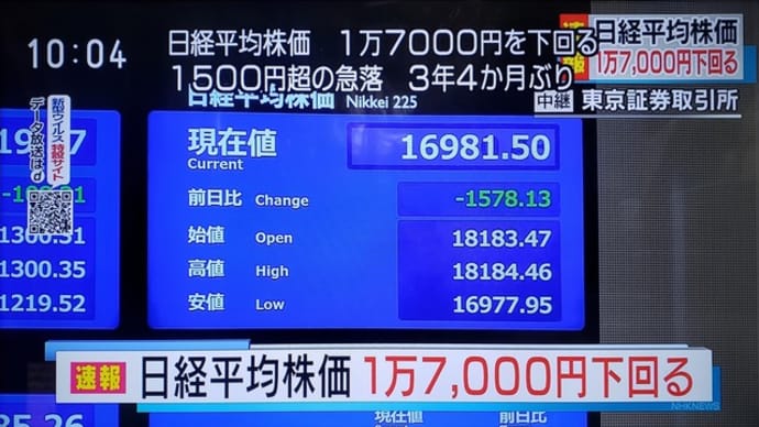 コロナショック！あと7日。ワニが死ぬのが先か？株式市場の息の根が止まるのが先か？ブラックマンデーとの比較