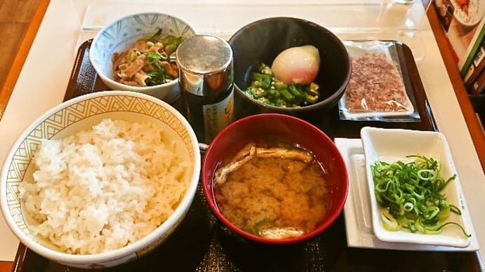 すき家(浦安駅前店)で納豆まぜのっけ朝食+豚小鉢に変更(2021年11月11日)