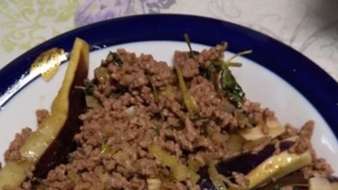 今夜のめし 茹でナスのひき肉だれ