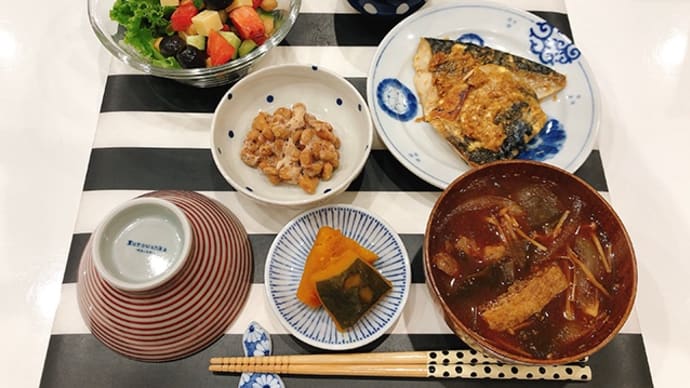 塩さばのごまマヨ焼きで夜ごはんと、3連休も終わり〜