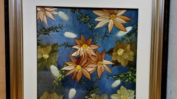 押し花 タブとクズの葉で