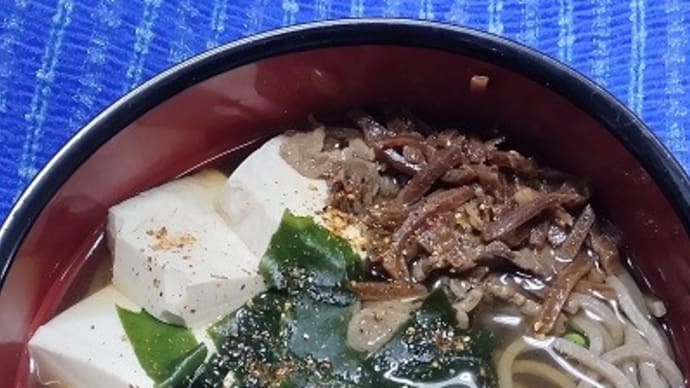 【04/15朝食】豆腐肉蕎麦、豆腐がまだ残ってるのでね：P