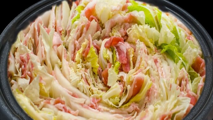 豚バラ肉と白菜のミルフィーユ鍋 ~採れたて生椎茸追加~