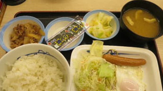 安定の松屋のソーセージエッグ朝食