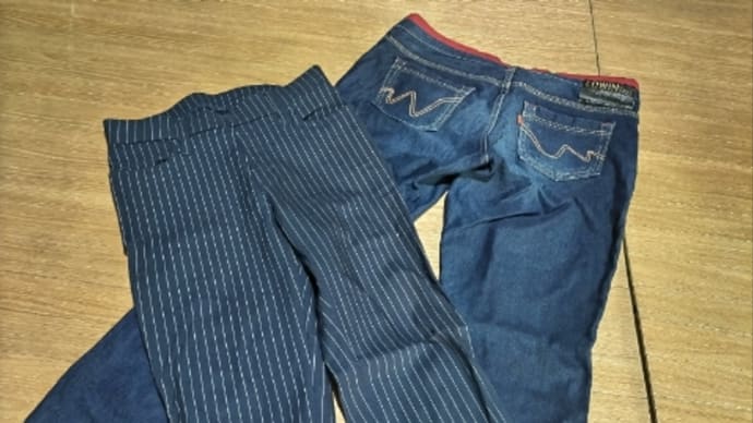EDWINのジーンズから、あおりポケットがま口バッグ制作しまーす\(^o^)/