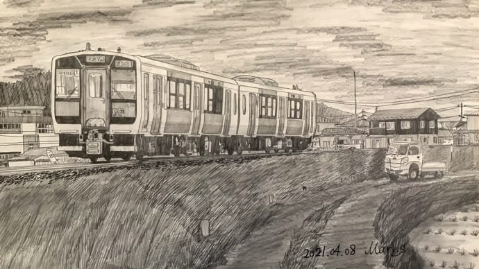 福島県棚倉町近津駅付近を走る水郡線。