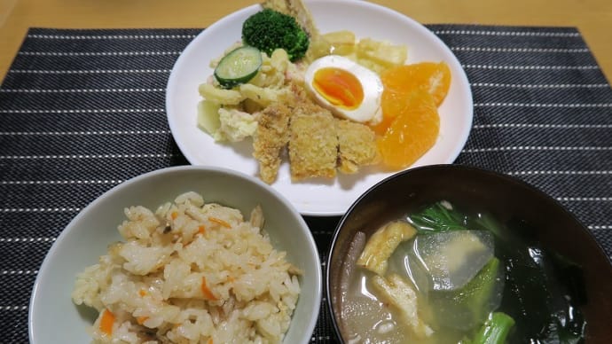 ポテサラとヒレカツ、炊屋食堂の田舎定食・・・
